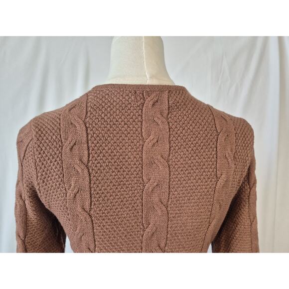 Anthropologie Greylin Brown Cable Knit Wrap Sweater Dress Small - Picture 11 of 12